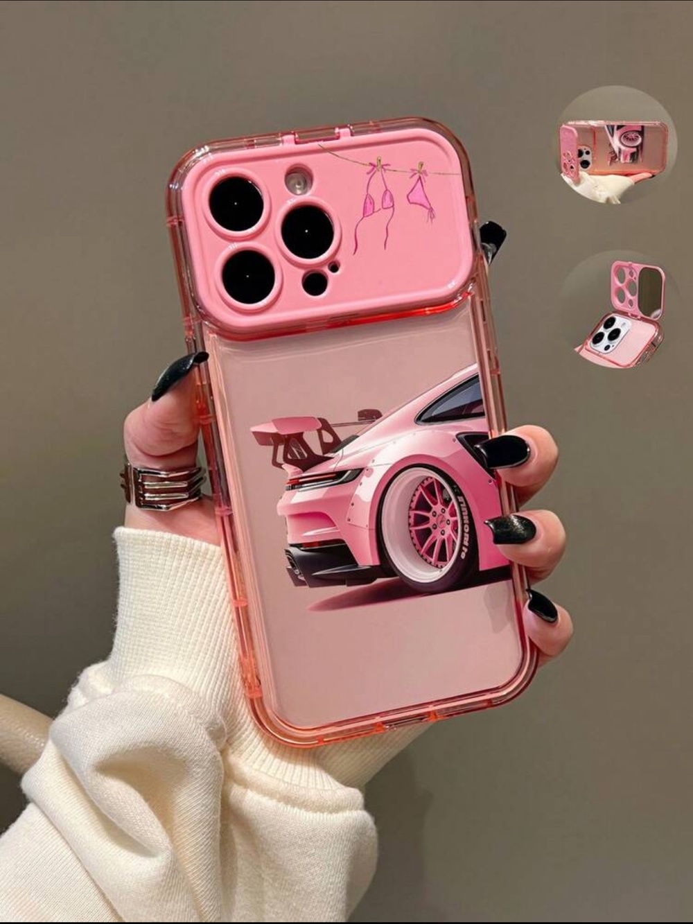 Affordable Fashion Finds Pink Car Graphic Protective Phone Case